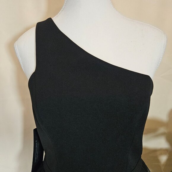 Aidan by Adrianna Papell Black Chiffon Feather Cocktail Dress Size 2 - Picture 4 of 11